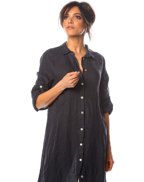 Robe 100% Lin Iris marine