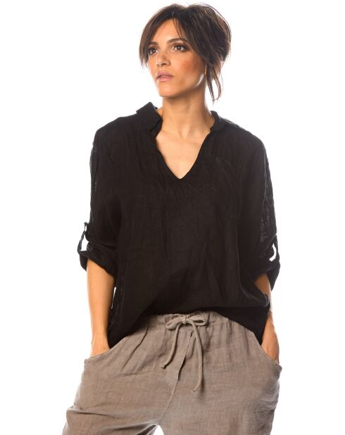 Blouse 100% Lin Jacinthe noire