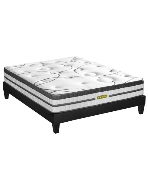 Ensemble Matelas Ressorts Ensachés Concorde + Sommier Kit blanc/gris - 160x200 cm