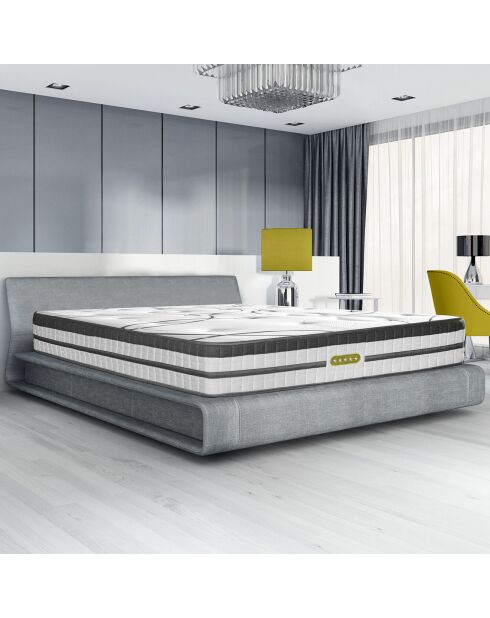 Ensemble Matelas Ressorts Ensachés Concorde + Sommier Kit blanc/gris - 140x200 cm