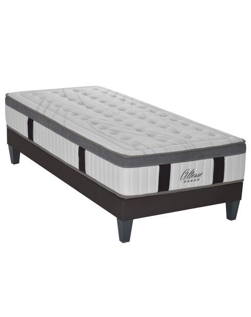 Ensemble Matelas Mémoire de Forme Altesse + Sommier Kit blanc/gris - 90x190 cm