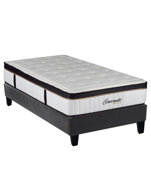 Ensemble Matelas Mémoire de Forme Emeraude + Sommier Kit blanc/bleu/gris - 90x200 cm