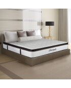 Ensemble Matelas Mémoire de Forme Emeraude + Sommier Kit blanc/bleu/gris - 90x200 cm