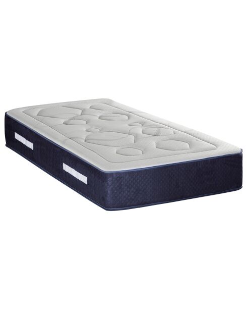 Matelas Dolce Vita Ressorts Ensachés + Mémoire de Forme blanc/bleu - 90x200 cm