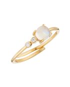 Verstelbare ring met maansteen en zirkonia in verguld messing
