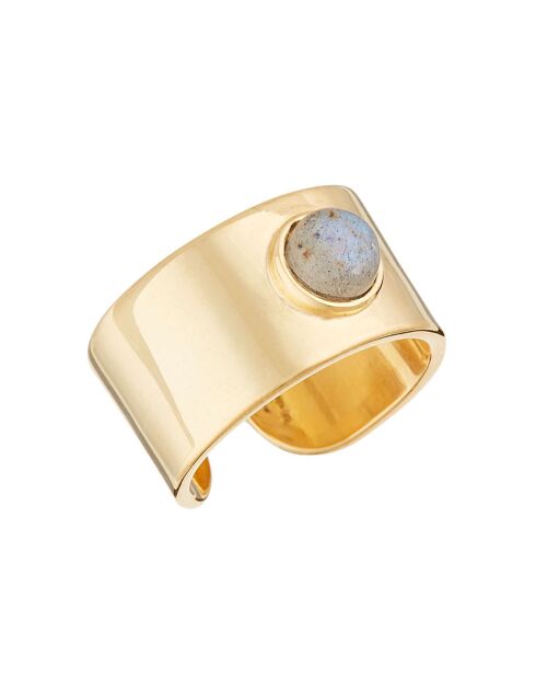 Verstellbarer Labradorit-Ring aus Goldmessing
