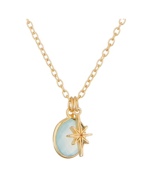 Kleine Chalcedon-Sternkette aus vergoldetem Messing