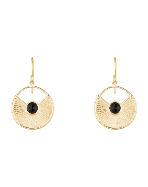 Boucles d'oreilles Onyx en laiton doré