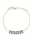 Bracelet Cerise Epoxy vert en laiton doré