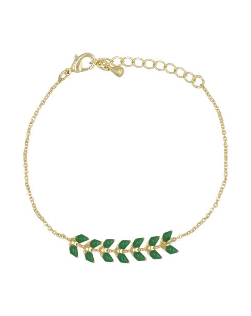 Bracelet Cerise Epoxy vert en laiton doré