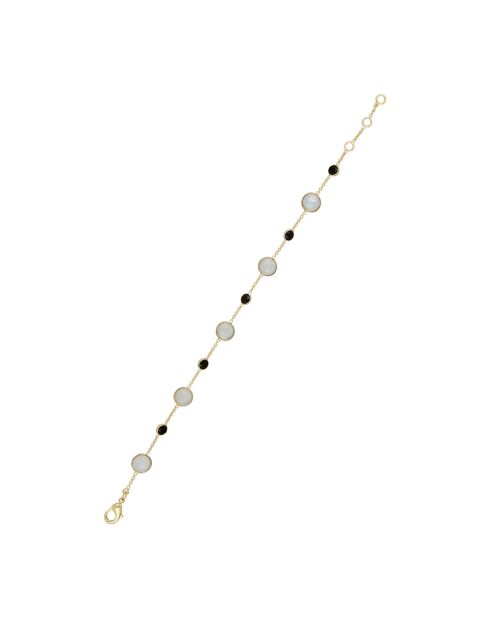 Bracelet Neela Pierre de Lune & Onyx en laiton doré