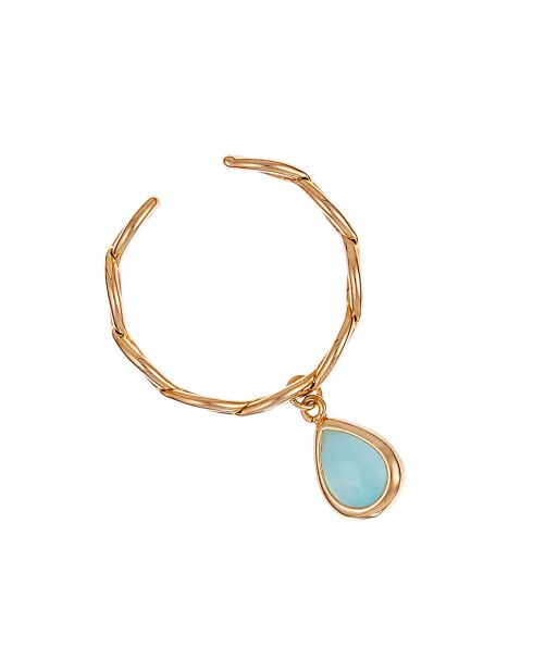 Bague ajustable Louise Aventurine verte en laiton doré