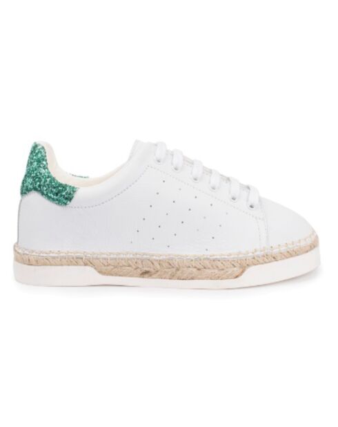 Baskets espadrilles en Cuir Lancry Glitter blanc/vert