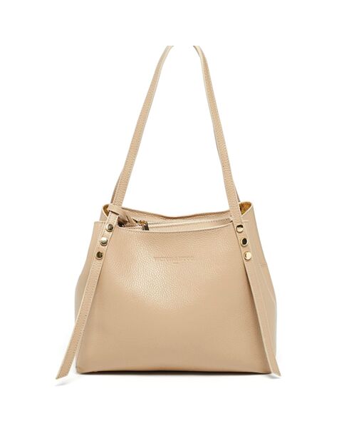 Yda nude leren schoudertas - 30x24x13 cm