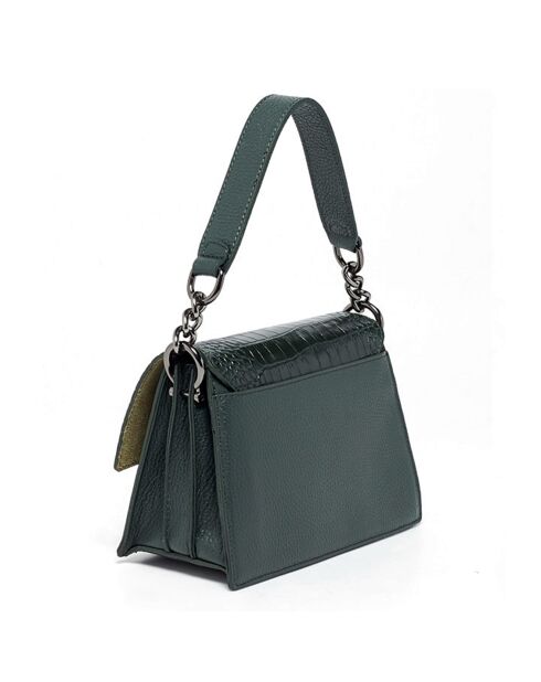 Sac porté épaule Pinia En Cuir vert bouteille - 20x14x10 cm