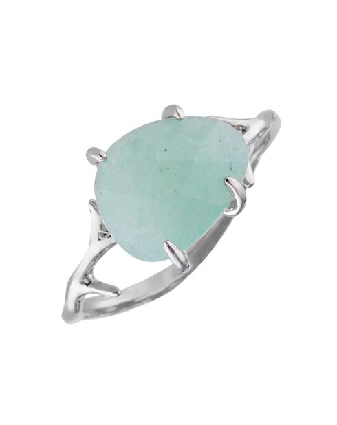 Bague Lily Aventurine en laiton argenté