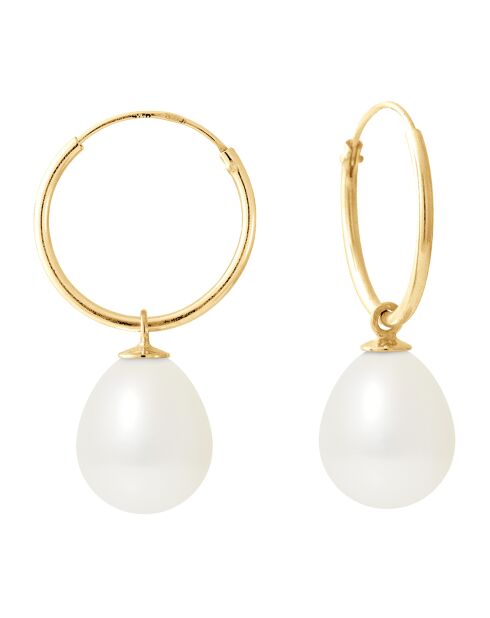 Geelgouden witte zoetwaterpareloorringen