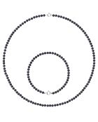 Parure Collier & Bracelet Or Blanc Perles d'Eau Douce noires
