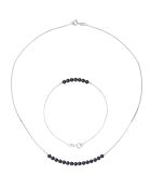 Parure Collier & Bracelet Or Blanc Perles d'Eau Douce noires