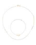 Parure Collier & Bracelet Or Jaune Perles d'Eau Douce blanches
