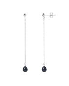 Boucles d'oreilles pendantes Argent rhodié Perles d'Eau Douce noires