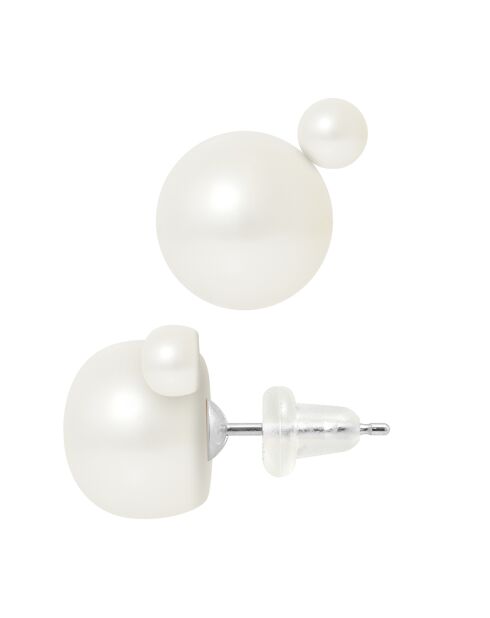 Boucles d'oreilles Duo Argent rhodié Perles d'Eau Douce blanches