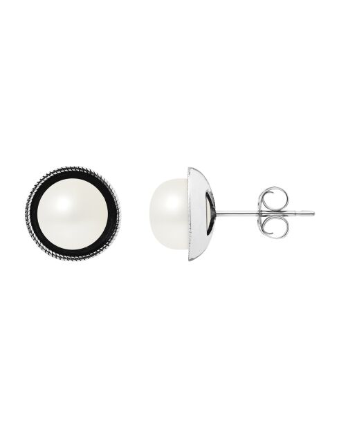 Boucles d'oreilles Argent rhodié Perles d'Eau Douce blanches