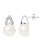 Arche Ohrringe aus rhodiniertem Silber mit weißen Süßwasserperlen
