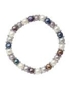 Bracelet Acier Perles d'Eau Douce multicolores