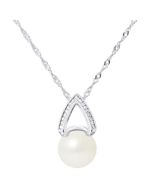 Halskette aus weißem Süßwasserperlen-Silber