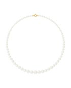 Geelgouden ringketting met witte zoetwaterparels