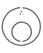 Parure Collier, Bracelet & Boucles d'oreilles Argent Perles d'Eau Douce noires