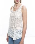 Top Tumultueuse en Dentelle ajourée crème