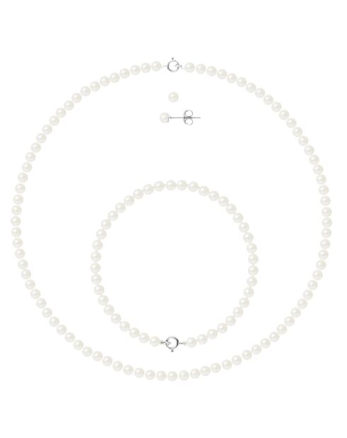 Parure Collier, Bracelet & Boucles d'oreilles Argent Perles d'Eau Douce blanches