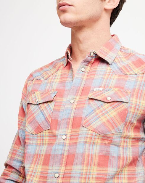 Chemise droite Gilles à carreaux orange