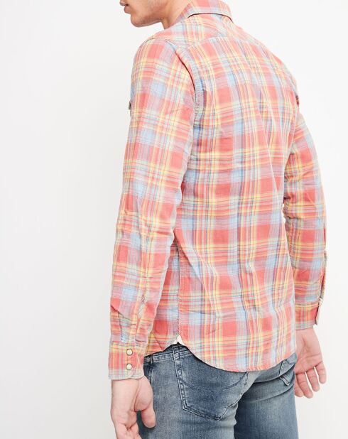 Chemise droite Gilles à carreaux orange