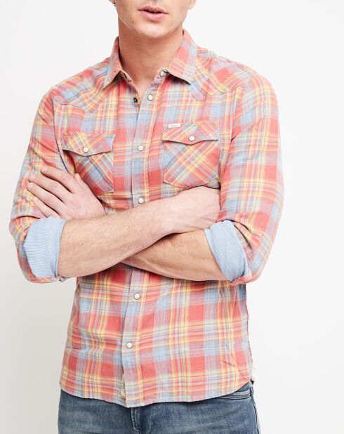 Chemise droite Gilles à carreaux orange
