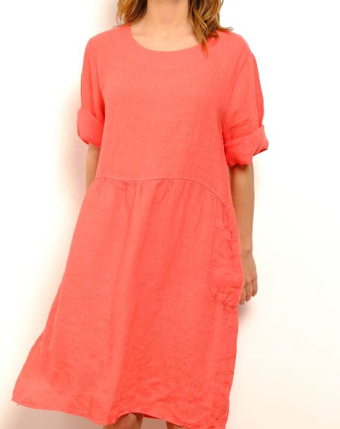 Robe 100% Lin Billie corail