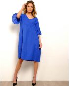 Robe 100% Lin Daphne bleu royal