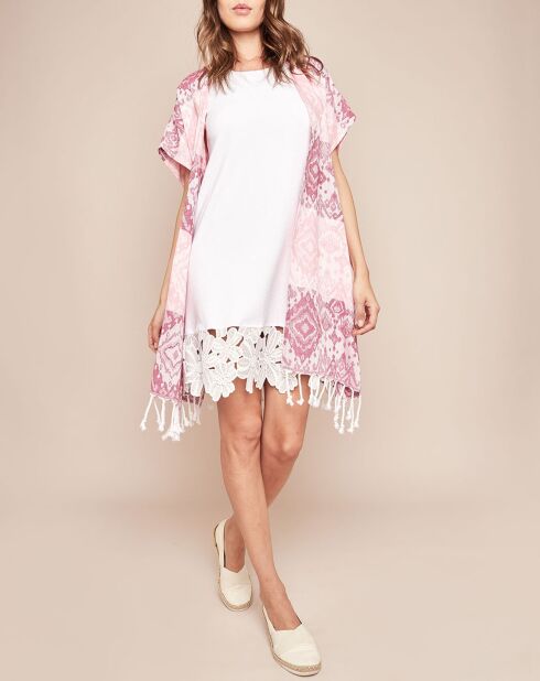 Veste d'intérieur Hammam rayures & motif fushia/rose
