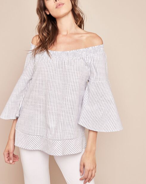 Blouse Paradis à rayures bleu clair/blanc