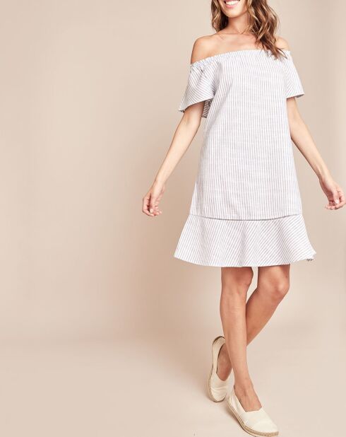 Robe de nuit Paradis à rayures bleu clair/blanc