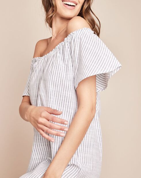 Robe de nuit Paradis à rayures bleu clair/blanc