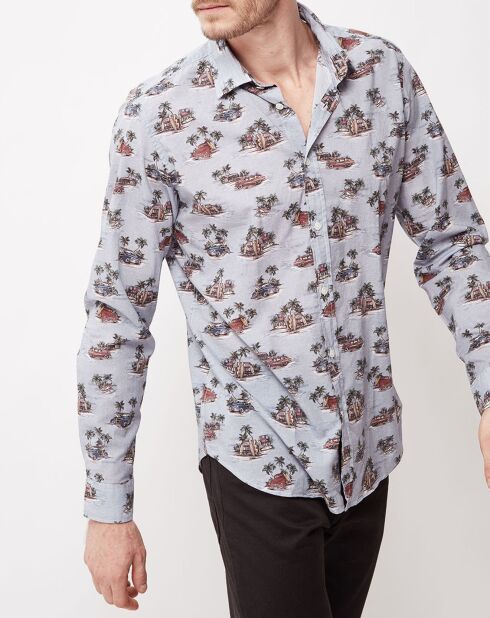 Chemise Slim fit Sammy avec imprimé bleu/multicolore