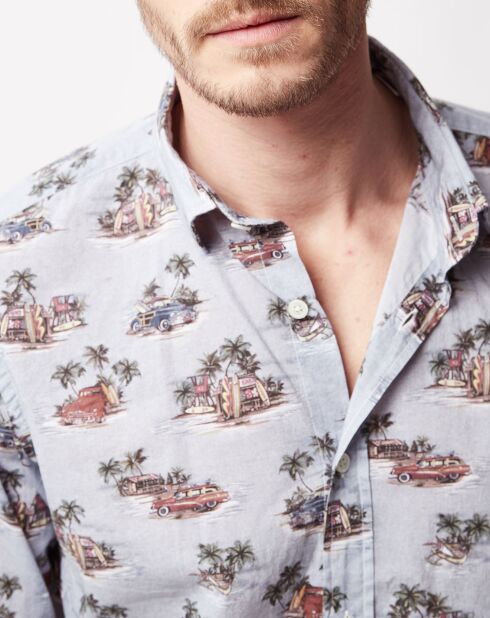 Chemise Slim fit Sammy avec imprimé bleu/multicolore