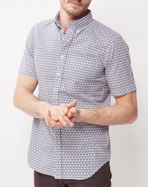 Sander Mc slim fit shirt met blauw/wit/rode opdruk