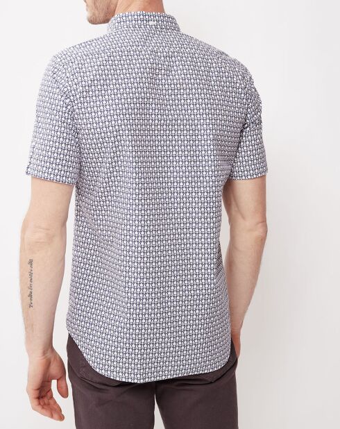 Sander Mc slim fit shirt met blauw/wit/rode opdruk