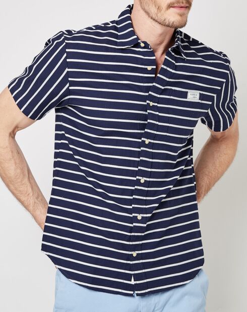 Camisa de corte regular a rayas azul/blancas