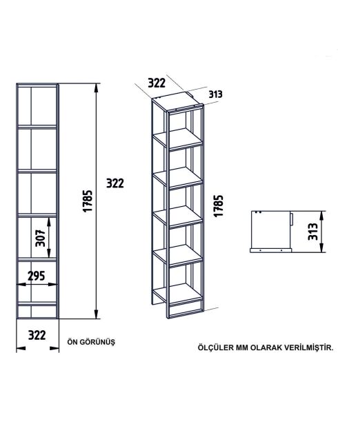Étagère Polka blanc/doré -32.2x31.3x178.5 cm