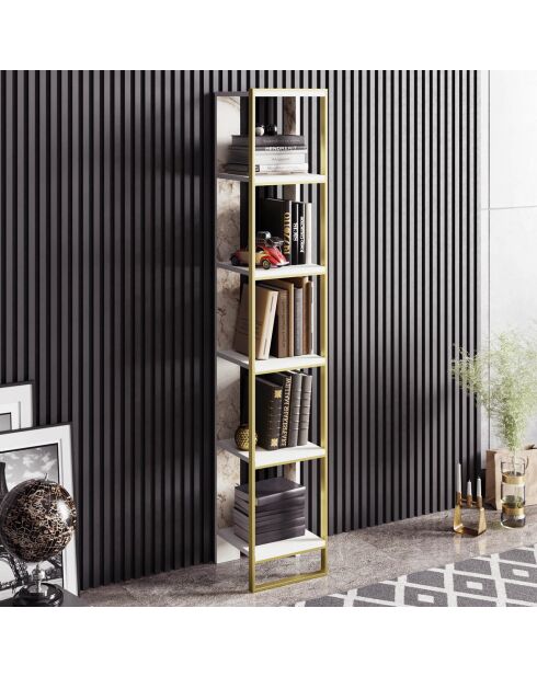 Étagère Polka blanc/doré -32.2x31.3x178.5 cm